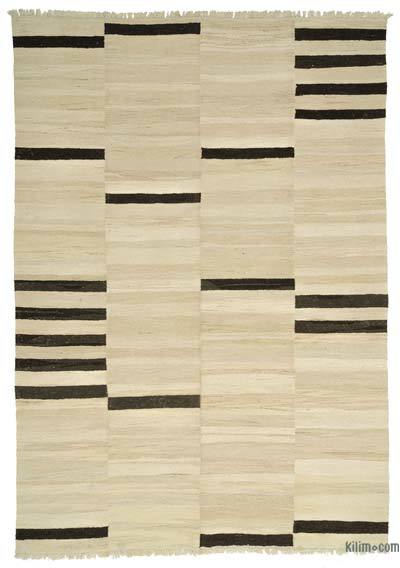 Beige, Brown New Handwoven Turkish Kilim Rug