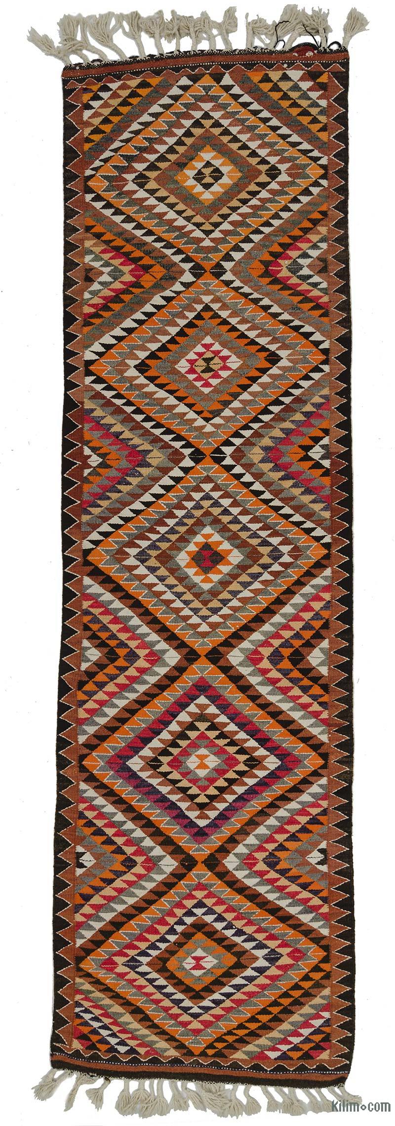 Multicolor Kilim Vintage Turco de Pasillo - 99 cm x 359 cm - K0028106
