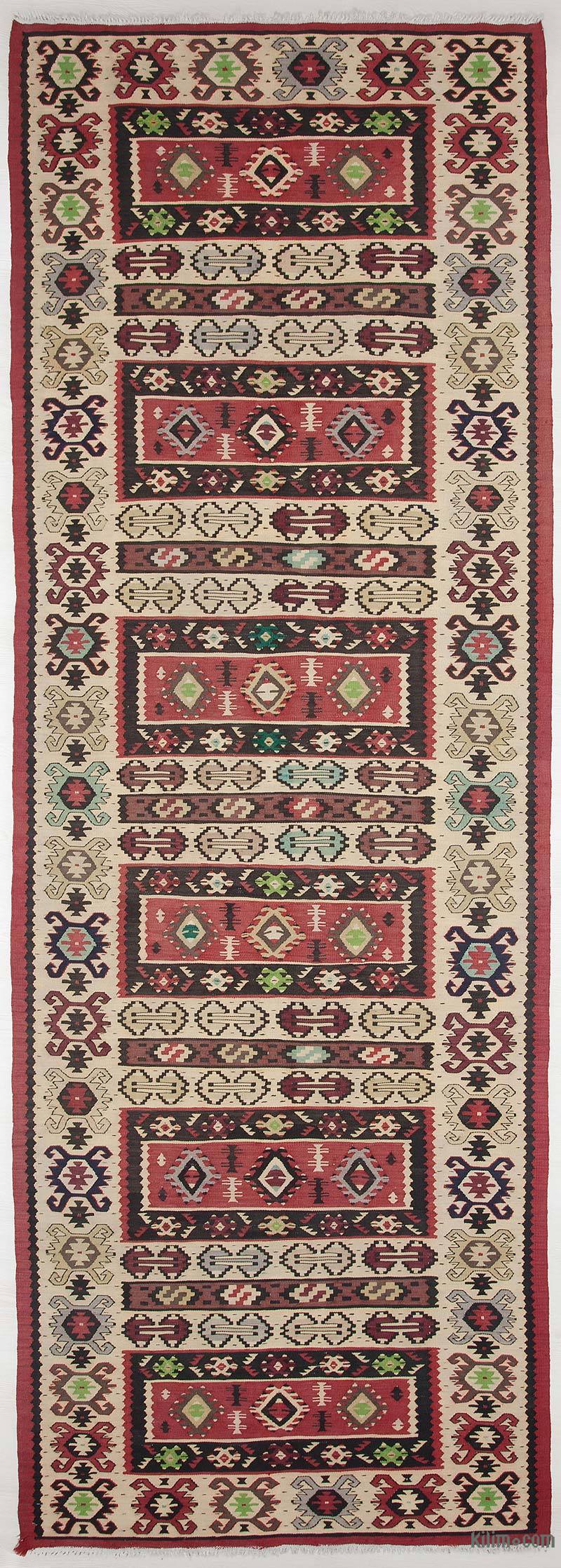 Multicolor Vintage Bulgarian Kilim Rug - 3' 3" x 9' 9" (39" x 117") - K0028163