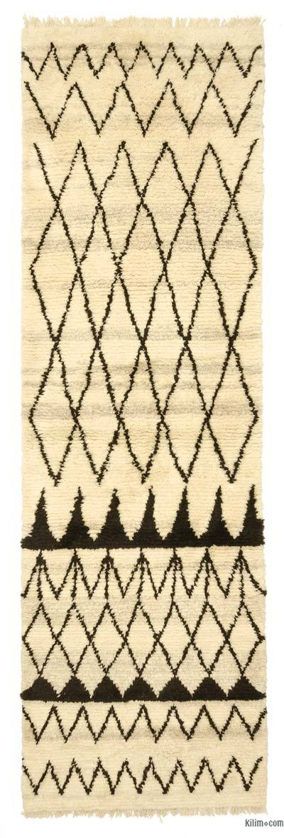 Beige, Brown New Moroccan Style Hand-Knotted Tulu Runner - 4'  x 13'  (48" x 156")