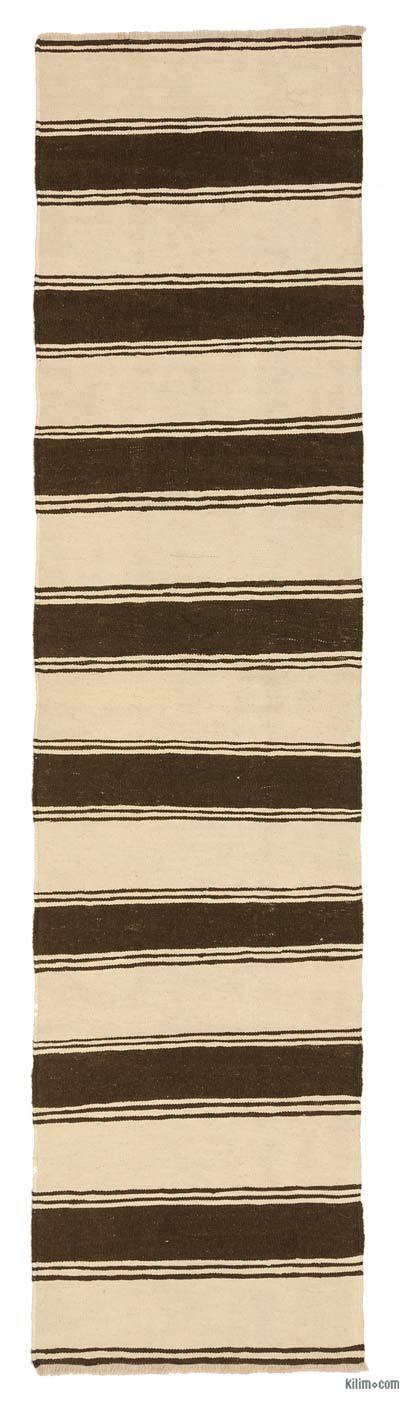 Beige, Brown New Turkish Kilim Runner