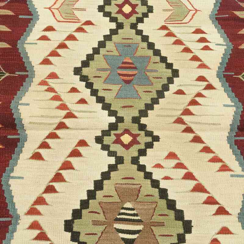 Bej, Kırmızı Yeni El Dokuma Kilim - K0028397