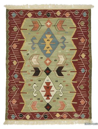 Yeşil, Kırmızı Yeni El Dokuma Kilim