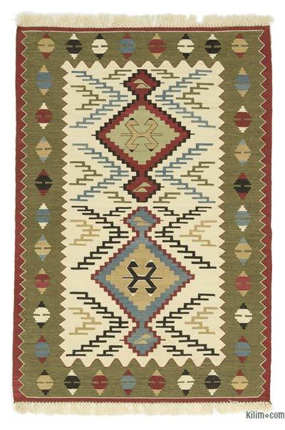 Bej, Yeşil Yeni El Dokuma Kilim