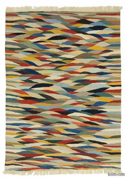 Multicolor New Handwoven Turkish Kilim Rug - 4' 2" x 5' 11" (50" x 71")