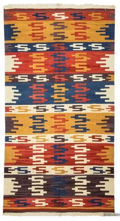 Çok Renkli Yeni Kök Boya El Dokuma Kilim - 140 cm x 258 cm