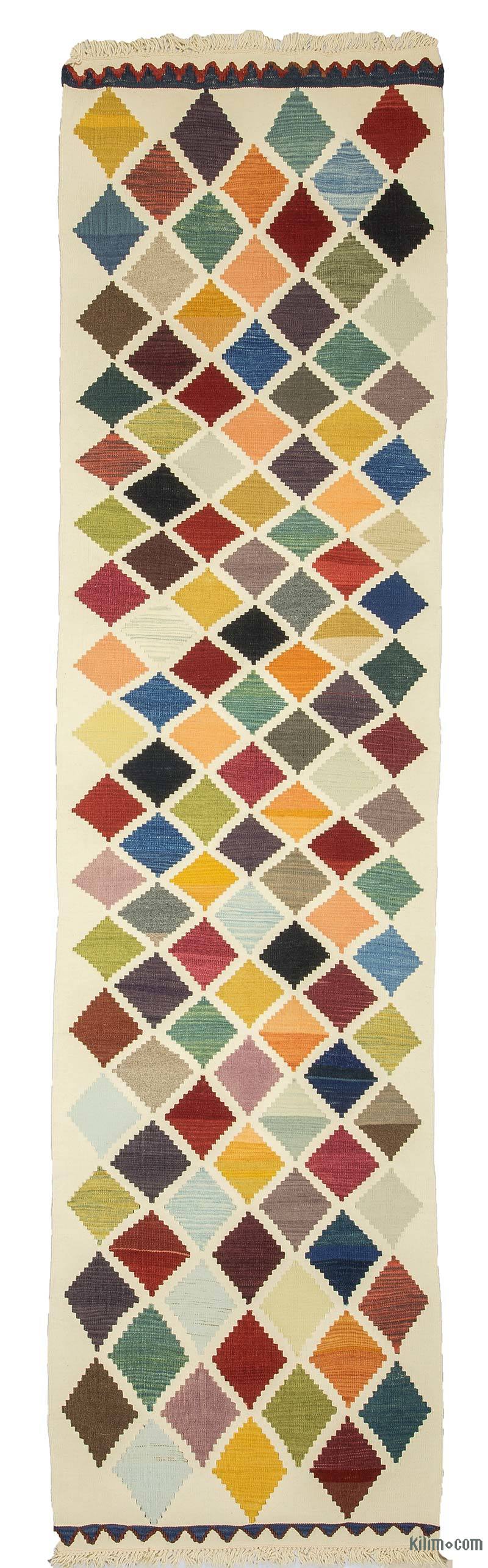Multicolor Nuevo Kilim Turco De Pasillo - 89 cm x 335 cm - K0033131
