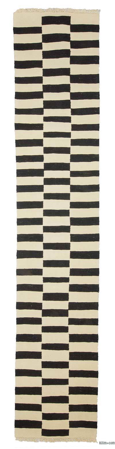 Black, Beige New Turkish Kilim Runner