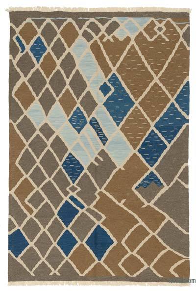 Brown New Handwoven Turkish Kilim Rug - 5' 11" x 8' 2" (71" x 98")