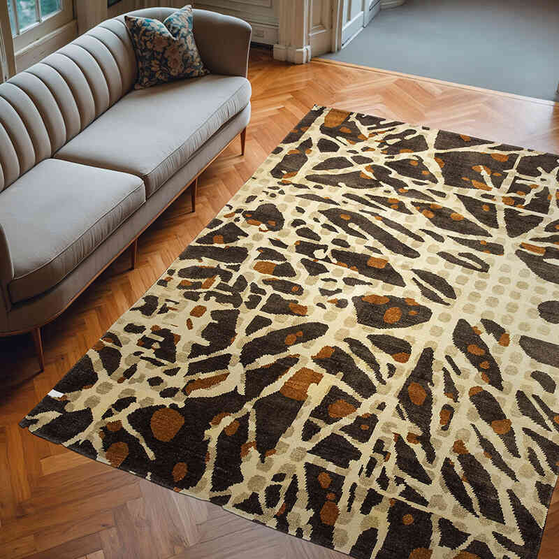 Kahverengi, Bej Yeni Kök Boya Halı - 204 cm x 276 cm - K0033168