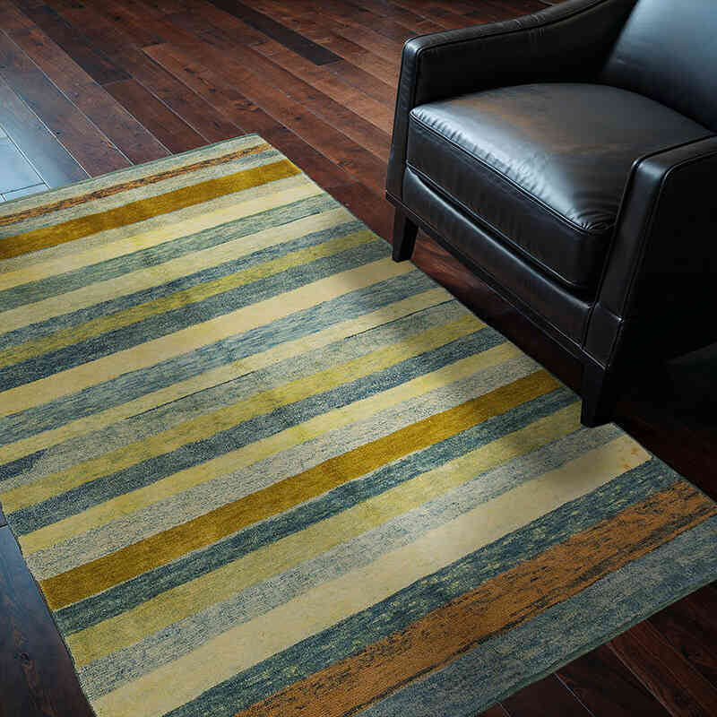 Azul Oscuro, Verde Nueva Alfombra Turca De Pila - 119 cm x 177 cm - K0033172