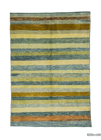 Azul Oscuro, Verde Nueva Alfombra Turca De Pila - 119 cm x 177 cm