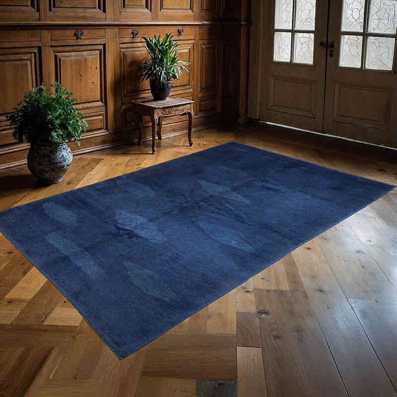 Azul Oscuro Nueva Alfombra Turca De Pila - 154 cm x 240 cm - K0033182