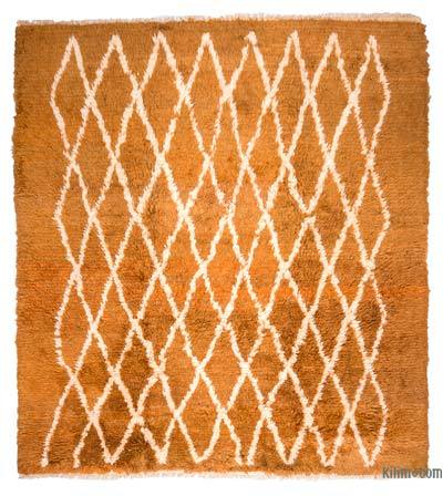 Yellow, Beige New Moroccan Style Hand-Knotted Tulu Rug - 8' 4" x 9' 2" (100" x 110")