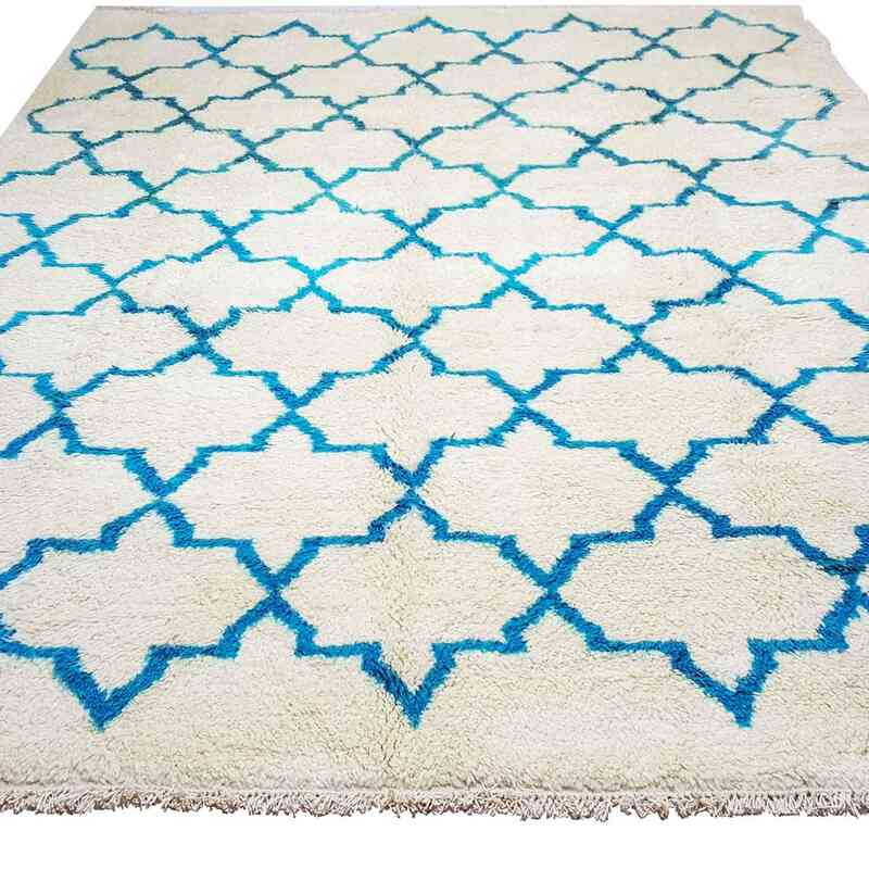 Beige New Moroccan Style Hand-Knotted Tulu Rug - 8' 6" x 12' 2" (102" x 146") - K0033192