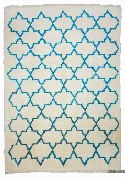 Beige New Moroccan Style Hand-Knotted Tulu Rug - 8' 6" x 12' 2" (102" x 146")