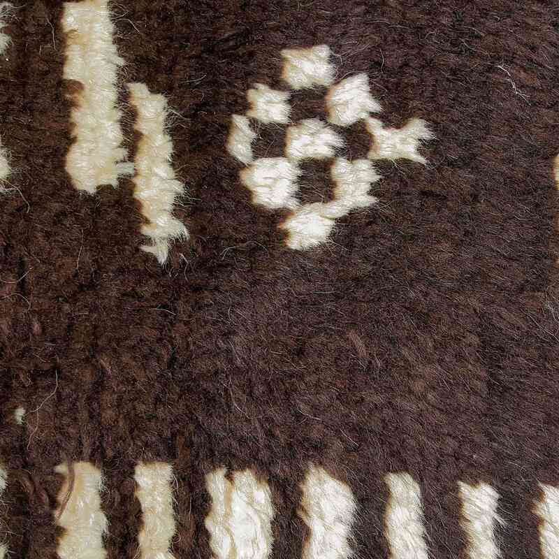 Brown, Beige New Moroccan Style Hand-Knotted Tulu Rug - 5' 9" x 6' 4" (69" x 76") - K0033197