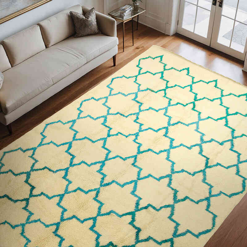 Bej Yeni Fas Stili El Dokuma Tulu - 263 cm x 370 cm - K0033200