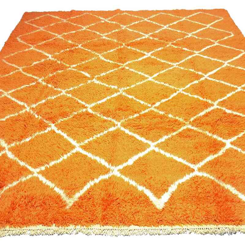 Yellow New Moroccan Style Hand-Knotted Tulu Rug - 8' 6" x 11' 9" (102" x 141") - K0033201