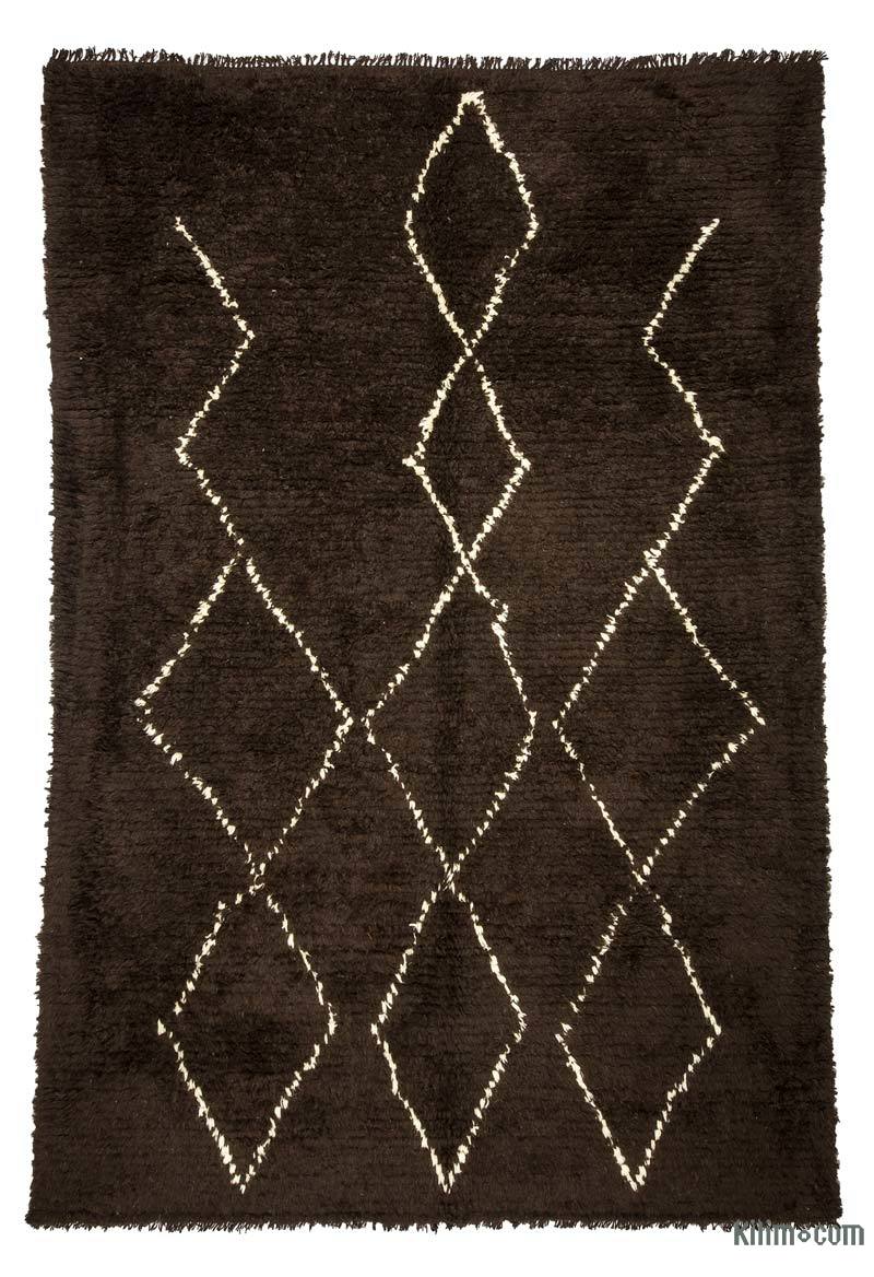 Brown New Moroccan Style Hand-Knotted Tulu Rug - 6' 4" x 9' 5" (76" x 113") - K0033203