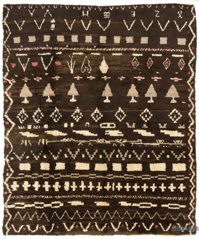 Brown New Moroccan Style Hand-Knotted Tulu Rug - 8' 2" x 9' 8" (98" x 116")
