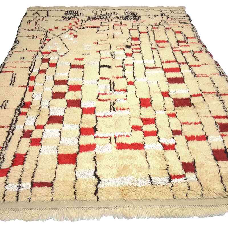Beige New Moroccan Style Hand-Knotted Tulu Rug - 6'  x 8' 10" (72" x 106") - K0033212