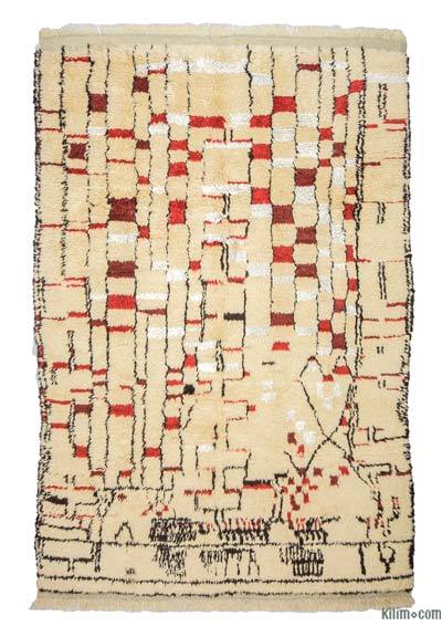 Beige New Moroccan Style Hand-Knotted Tulu Rug - 6'  x 8' 10" (72" x 106")
