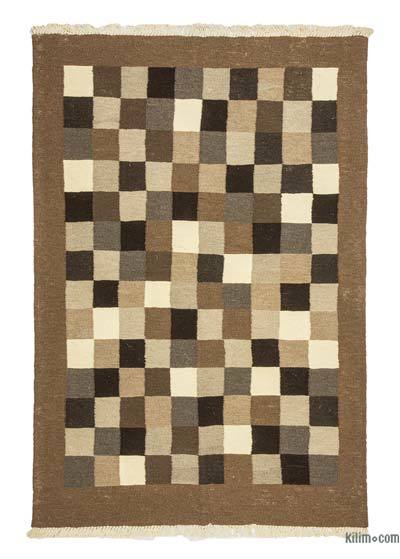 Marrón Nueva Alfombra Turca Kilim - 125 cm x 182 cm
