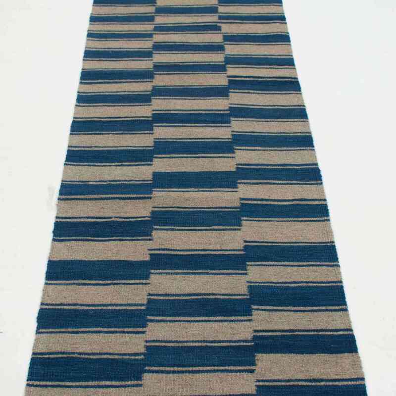 Bej, Lacivert Yeni El Dokuma Kilim - K0033269