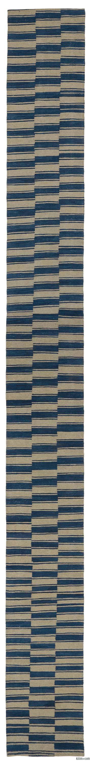 Bej, Lacivert Yeni El Dokuma Kilim