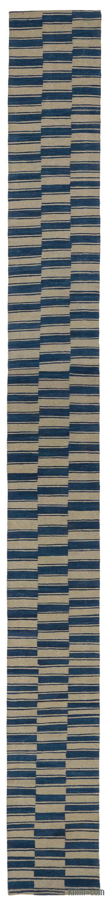 Bej, Lacivert Yeni El Dokuma Kilim - K0033269