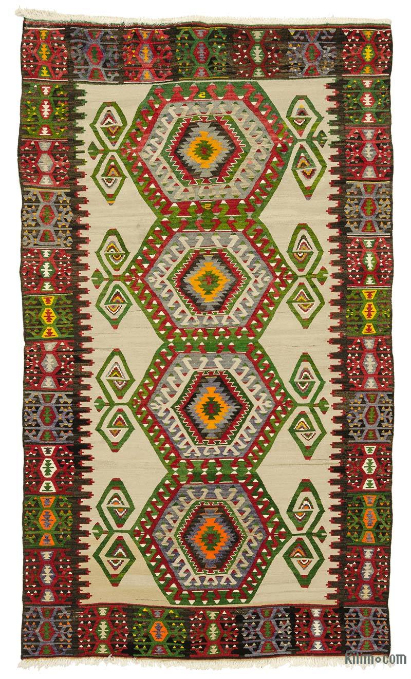 Multicolor Vintage Aydin Kilim Rug - 5' 8" x 9' 8" (68" x 116") - K0033335