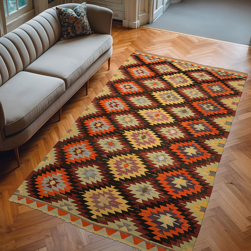 Çok Renkli Afyon Kilimi - 180 cm x 320 cm - K0033612