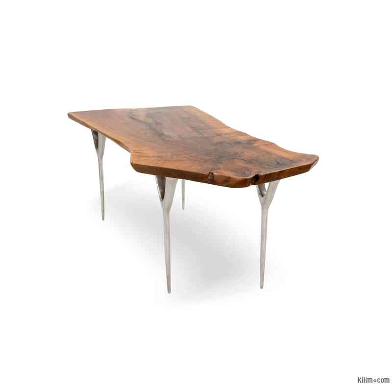 Walnut Slab Table with Cast Aluminium Legs - K0033816
