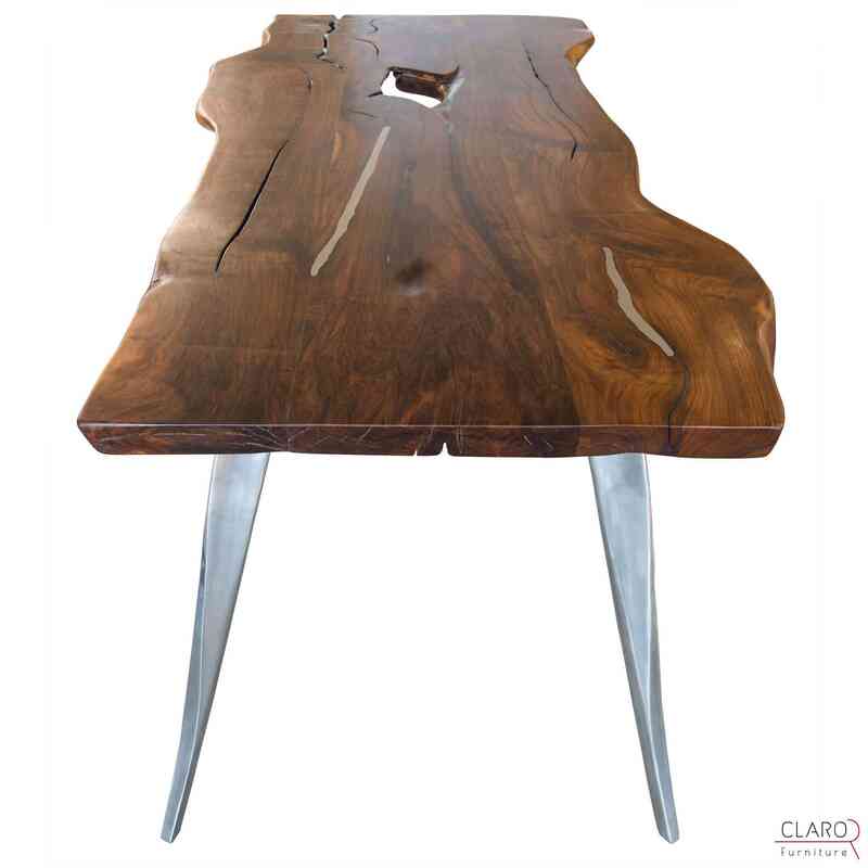Walnut Table with Cast Aluminium Legs - K0033817