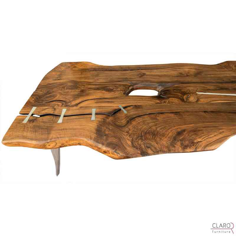 Walnut Table with Cast Aluminium Legs - K0033817