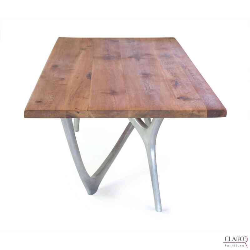Custom Oak or Walnut Dining Table with Cast Aluminium Legs - K0033822
