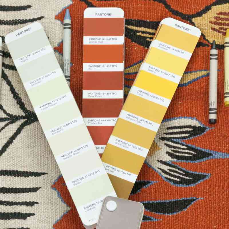 Kırmızı, Bej Yeni El Dokuma Kilim - K0033835