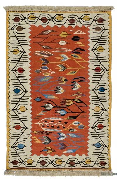 Red, Beige New Handwoven Turkish Kilim Rug