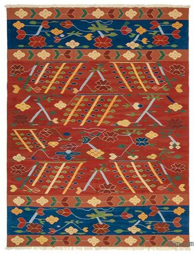 Kırmızı, Lacivert Yeni Kök Boya El Dokuma Kilim - 250 cm x 319 cm