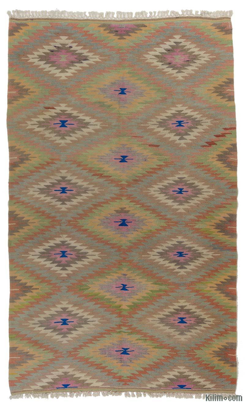 Multicolor Vintage Afyon Kilim Rug - 5' 3" x 8' 9" (63" x 105") - K0035978
