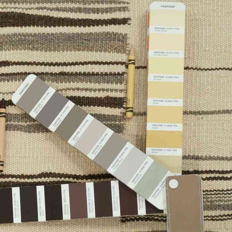 Bej, Kahverengi Yeni El Dokuma Kilim - K0035988