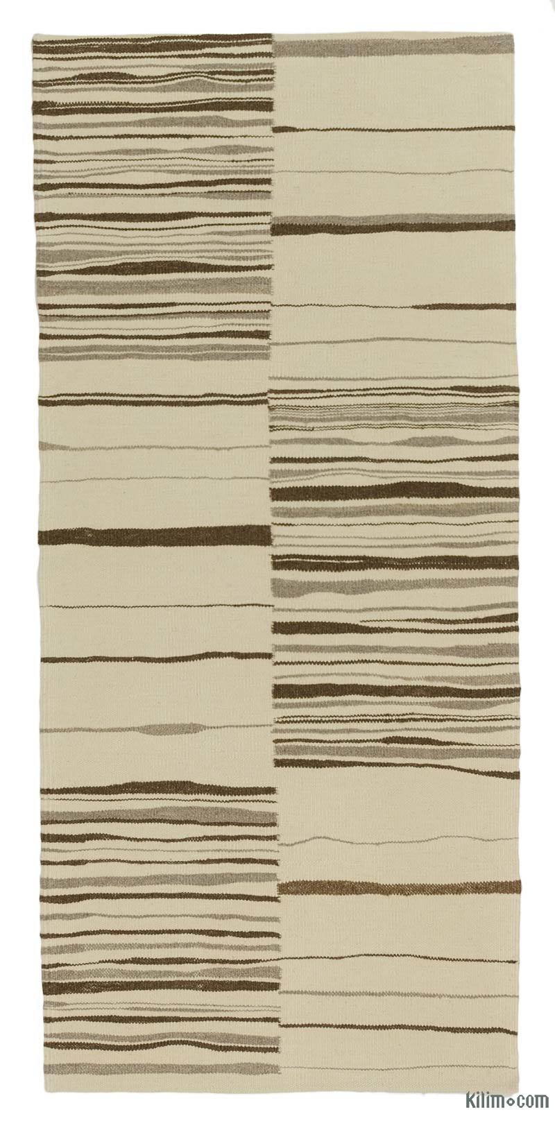 Bej, Kahverengi Yeni El Dokuma Kilim - K0035988