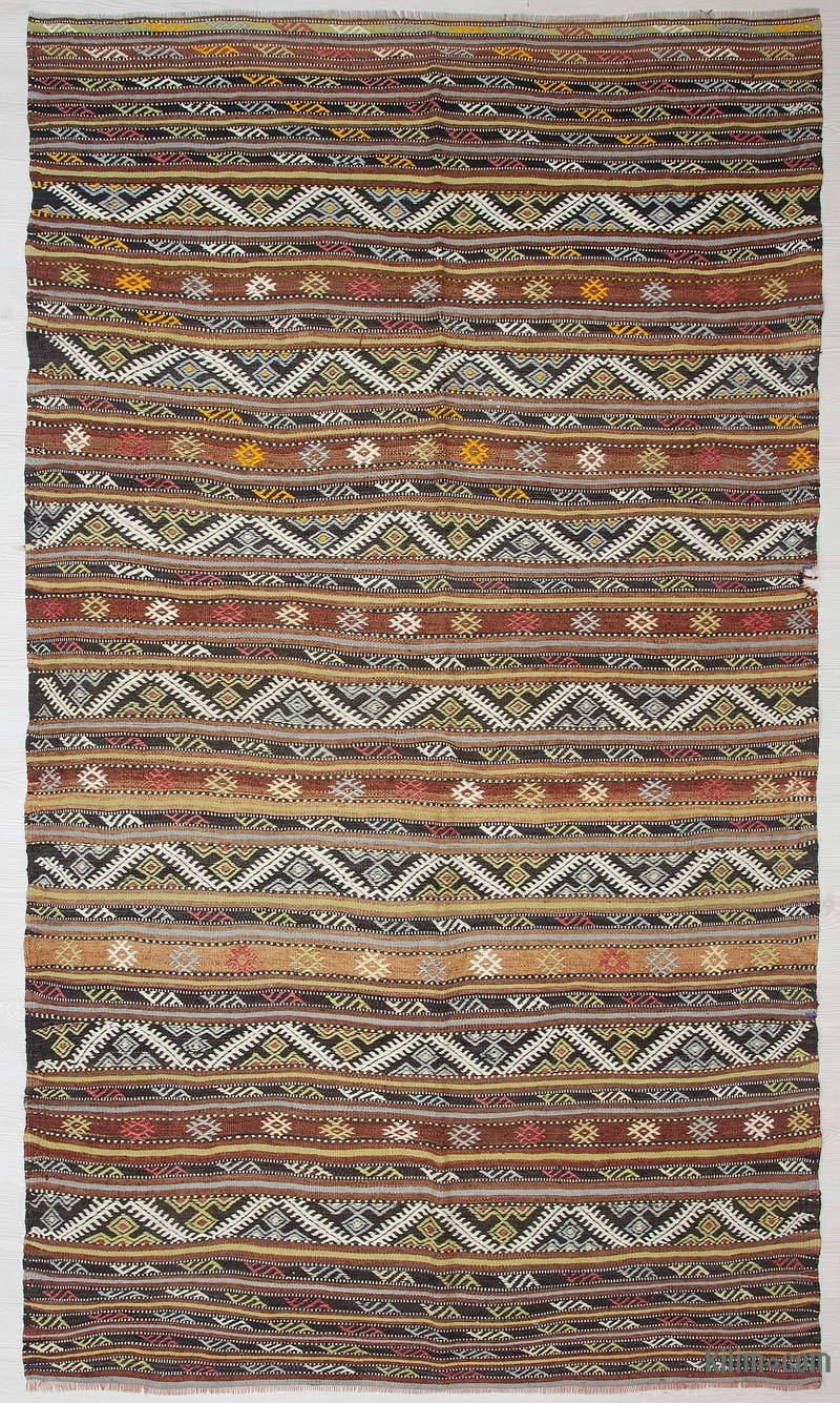 Multicolor Vintage Antalya Kilim Rug - 4' 7" x 8' 2" (55" x 98") - K0036046