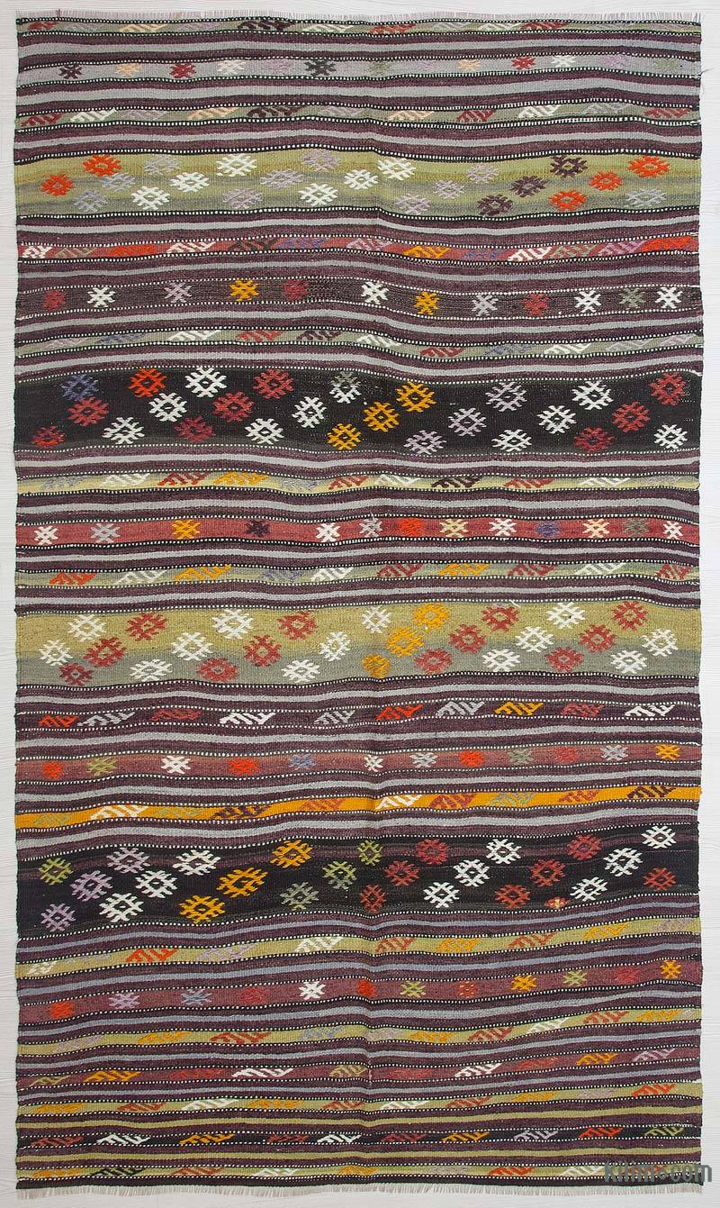 Multicolor Vintage Antalya Kilim Rug - 4' 1" x 7' 5" (49" x 89") - K0036047