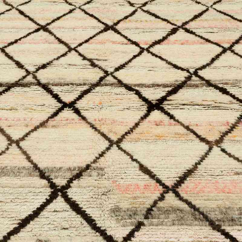 Beige, Brown New Moroccan Style Hand-Knotted Tulu Rug - 9'  x 12'  (108" x 144") - K0036295