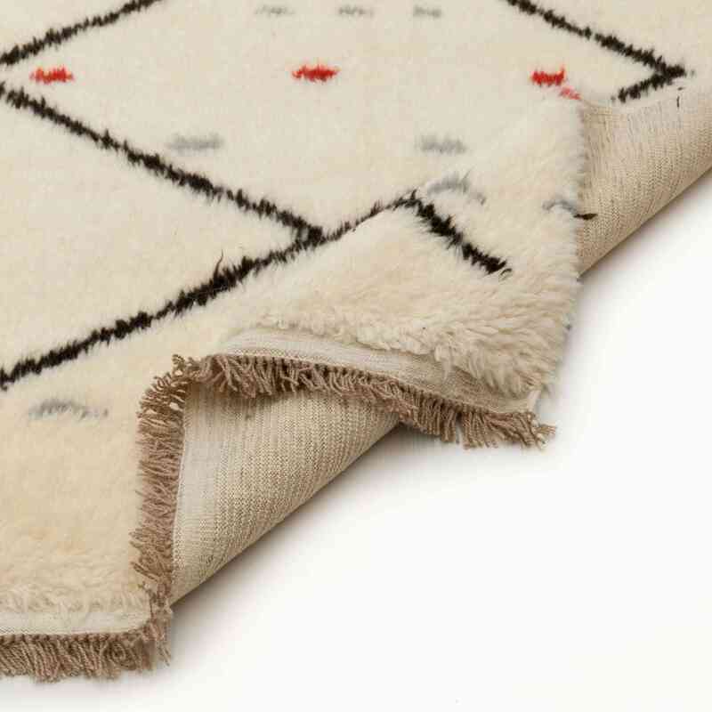 Beige, Brown New Moroccan Style Hand-Knotted Tulu Rug - 6' 11" x 10' 10" (83" x 130") - K0036296