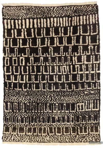 Kahverengi, Bej Yeni Fas Stili El Dokuma Tulu - 230 cm x 326 cm