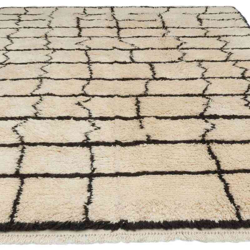 Beige, Marrón Alfombra "Tulu" de estilo marroquí anudada a mano - 202 cm x 306 cm - K0036302