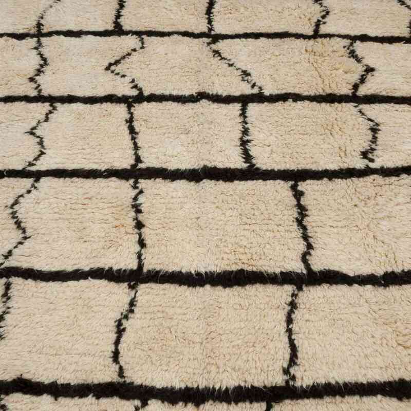 Beige, Marrón Alfombra "Tulu" de estilo marroquí anudada a mano - 202 cm x 306 cm - K0036302